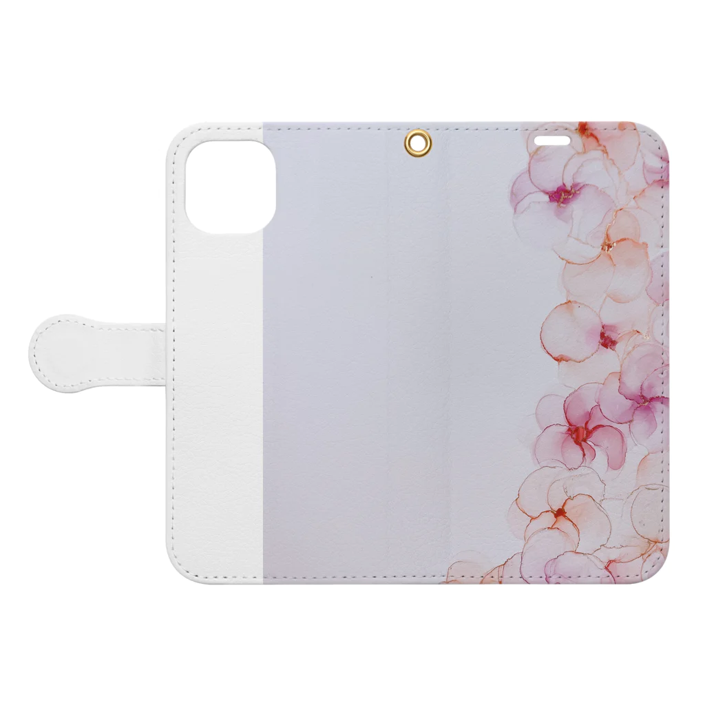 Atelier tetote の桜シリーズ Book-Style Smartphone Case:Opened (outside)