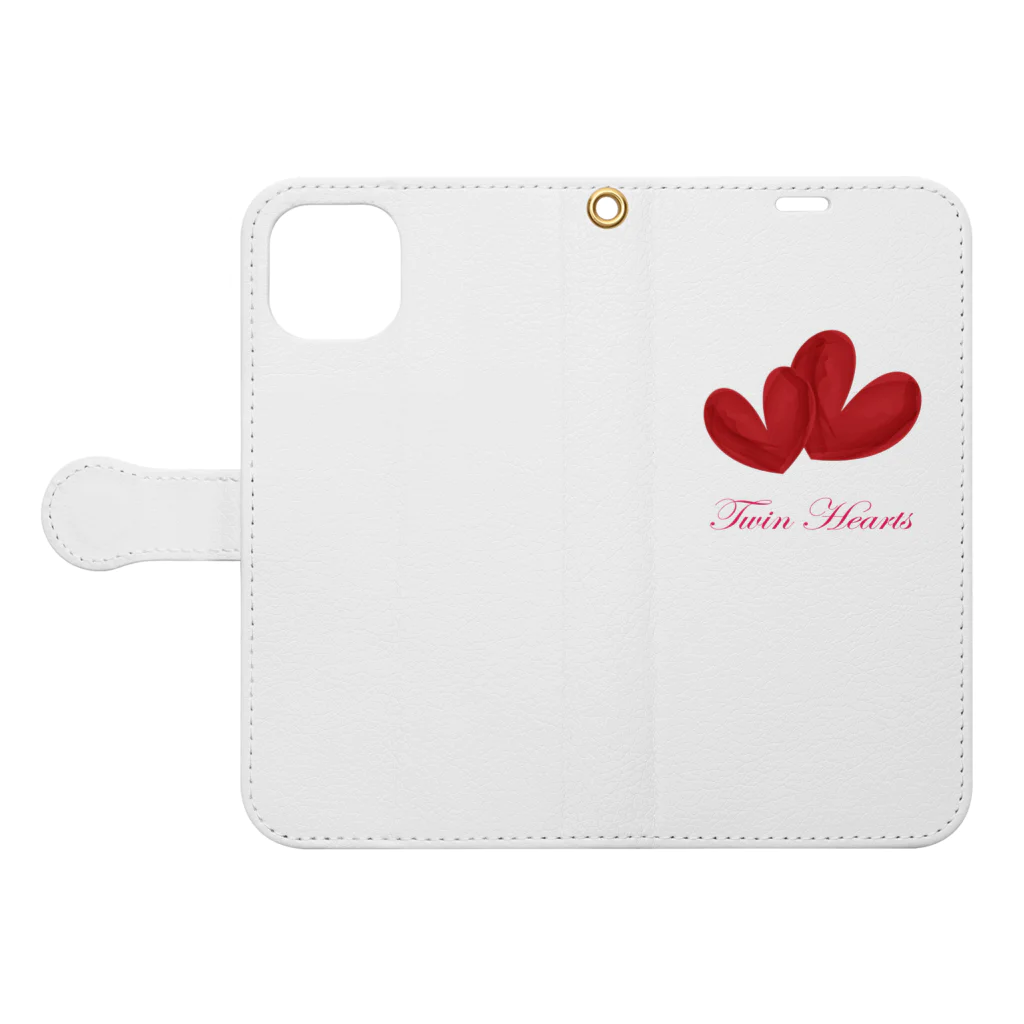 savannahのTwin Hearts Book-Style Smartphone Case:Opened (outside)