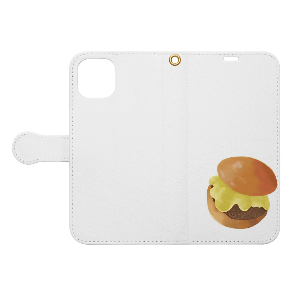 Sho_Morikawaのチーズバーガー Book-Style Smartphone Case:Opened (outside)