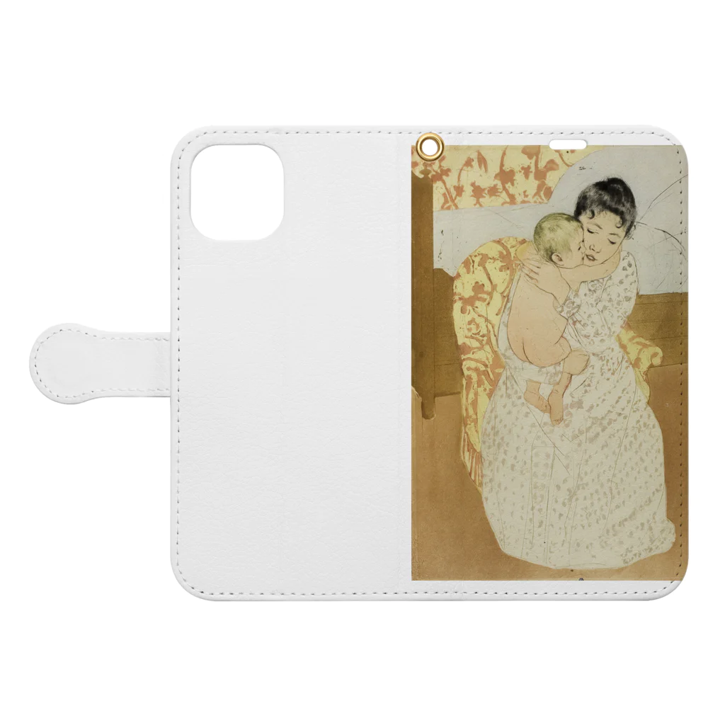 museumshop3の【世界の名画】メアリー・カサット『Maternal Caress』 Book-Style Smartphone Case:Opened (outside)