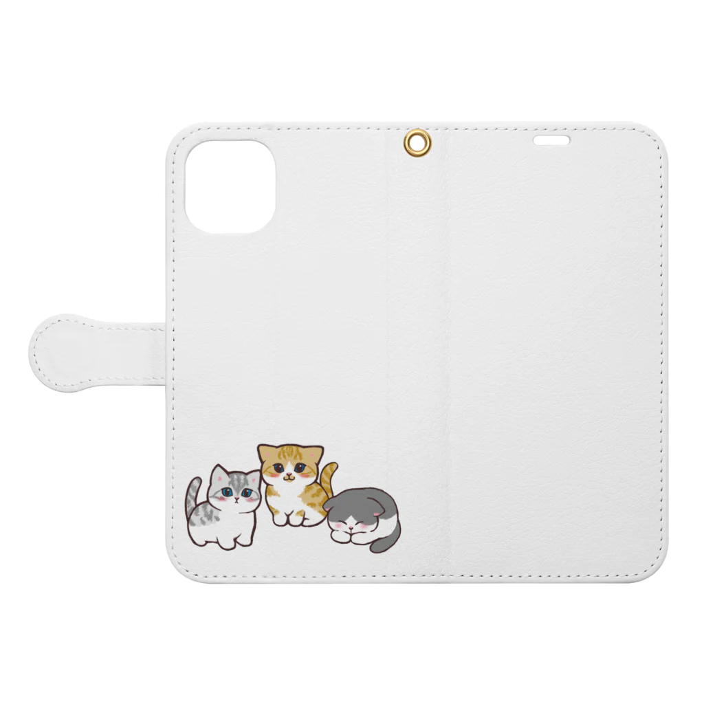 ふわにゃんshopののんびりにゃんず Book-Style Smartphone Case:Opened (outside)