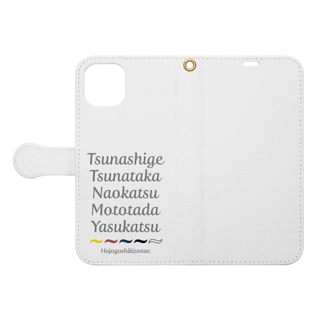 KAWAGOE GRAPHICSの北条五色備 手帳型スマホケースを開いた場合(外側)