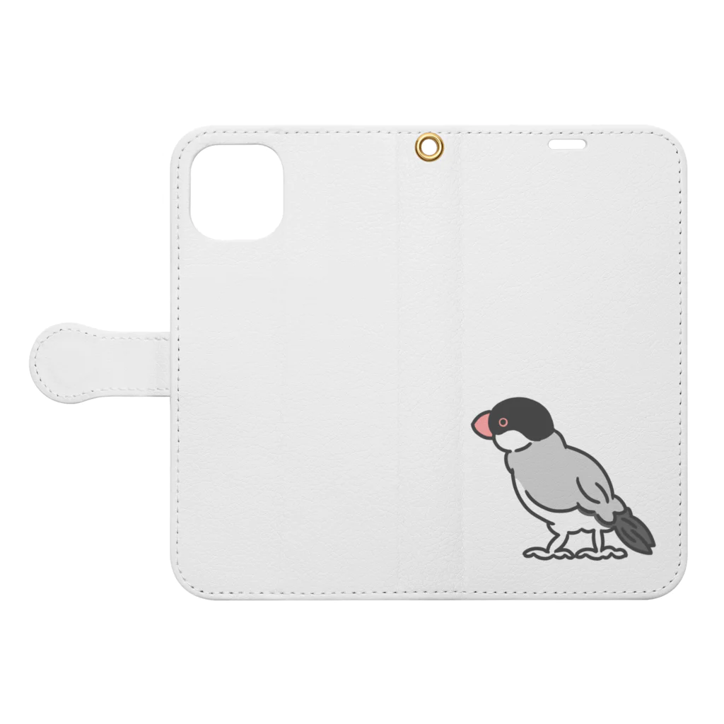 suzuaoの文鳥のすずあおくん Book-Style Smartphone Case:Opened (outside)