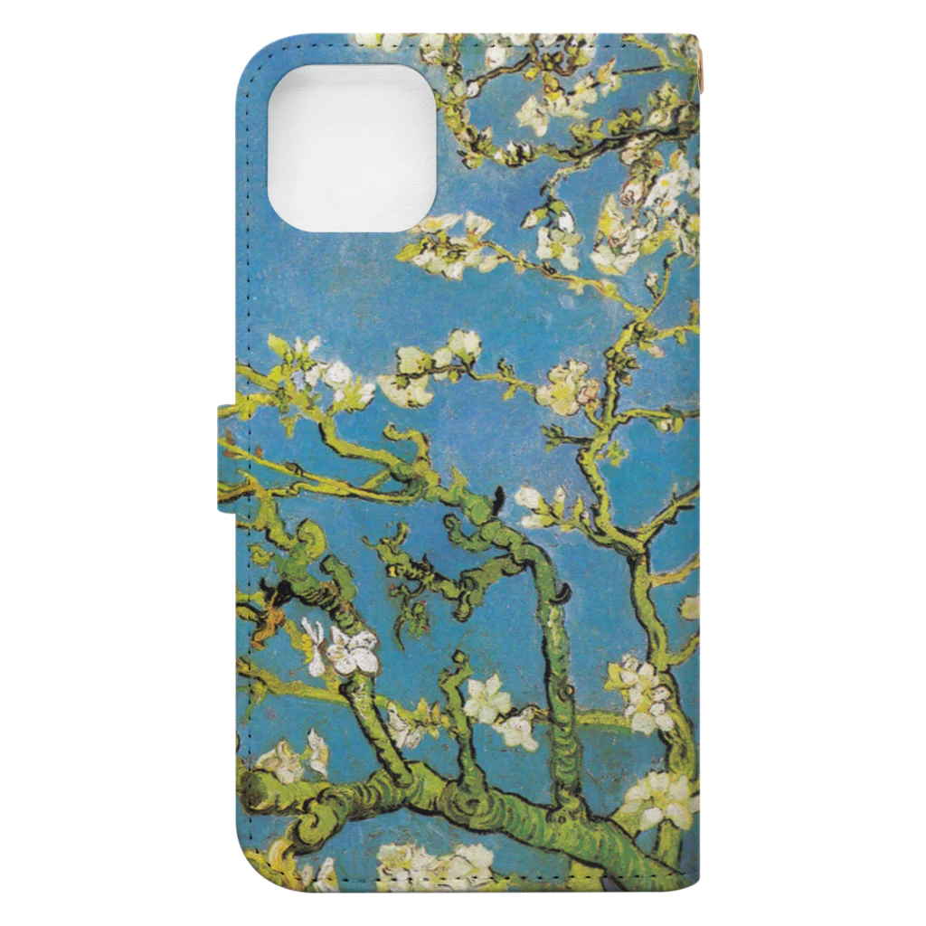 世界の名画館 SHOPのゴッホ「花咲くアーモンドの木の枝」 Book-Style Smartphone Case :back