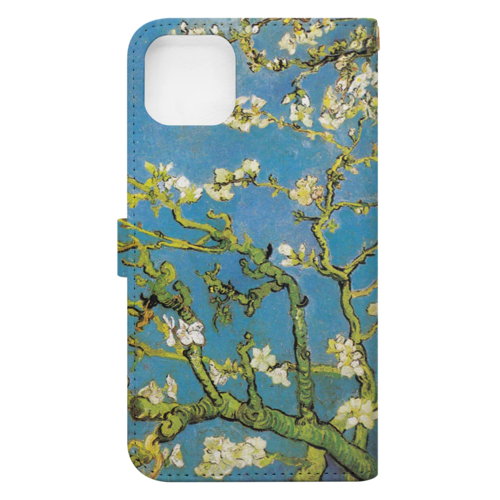 世界の名画館 SHOPのゴッホ「花咲くアーモンドの木の枝」 Book-Style Smartphone Case :back