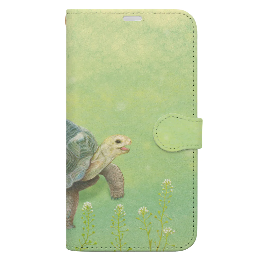 めろんぽっぷのお店だよの春の野をゆくアルダブラゾウガメ  Book-Style Smartphone Case