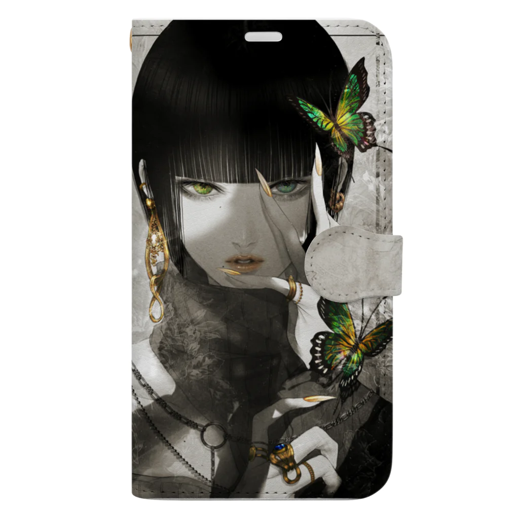 皐月 恵 -Kei Satsuki-のswallowtail butterfly 黒白ver. Book-Style Smartphone Case