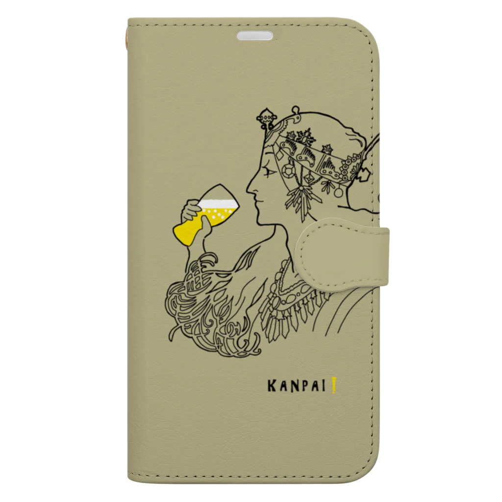 ビールとアート TM-3 Designのアート × BEER（表裏別モチーフ）ミュシャ・考える人 Book-Style Smartphone Case