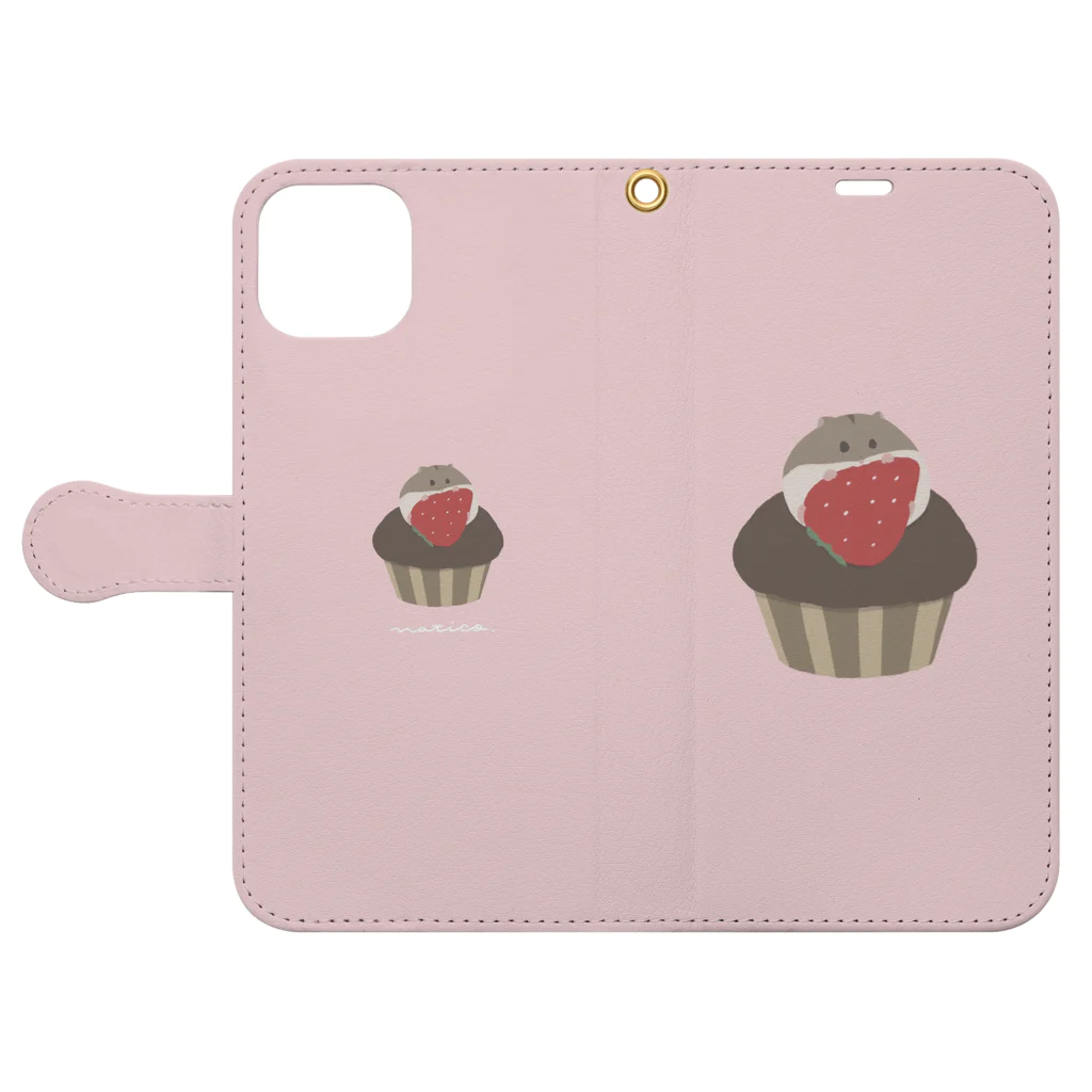 なてぃ子.  ハムスターのチョコカップケーキハムスター Book-Style Smartphone Case:Opened (outside)