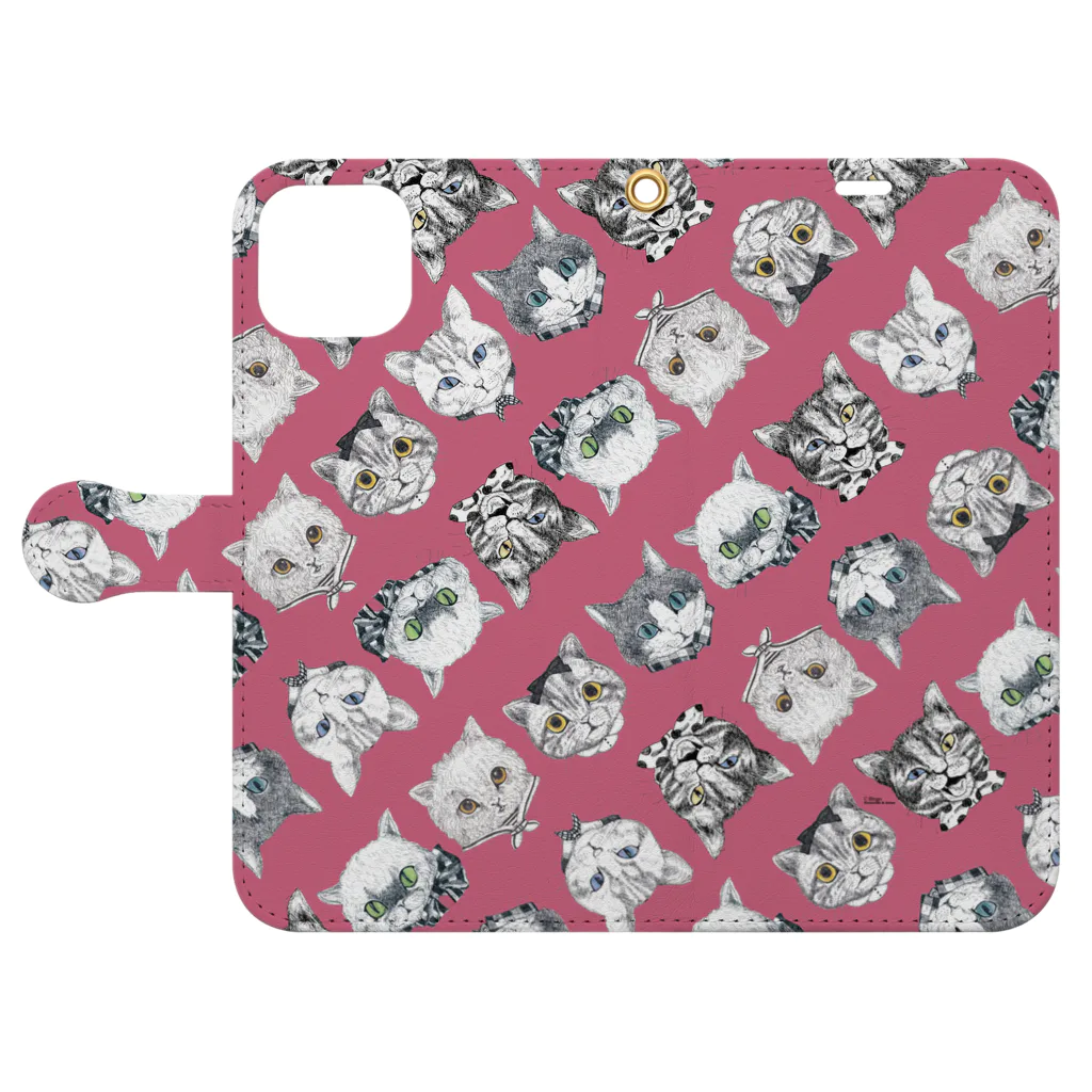 Ringo |  シュレの森　at SUZURIのNEKOS キャンディピンク Book-Style Smartphone Case:Opened (outside)