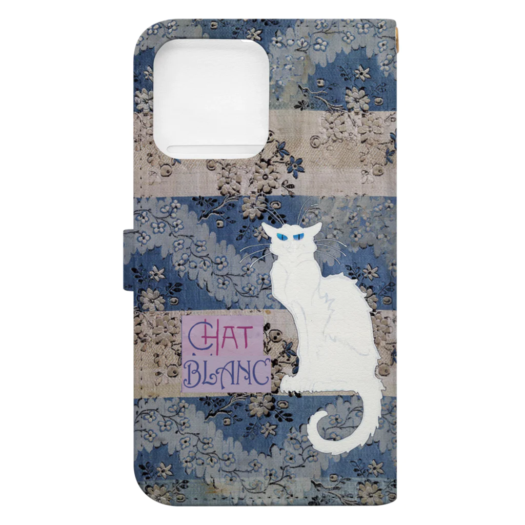 PALA's SHOP　cool、シュール、古風、和風、のCHAT BLANCー０Q１２ Book-Style Smartphone Case :back