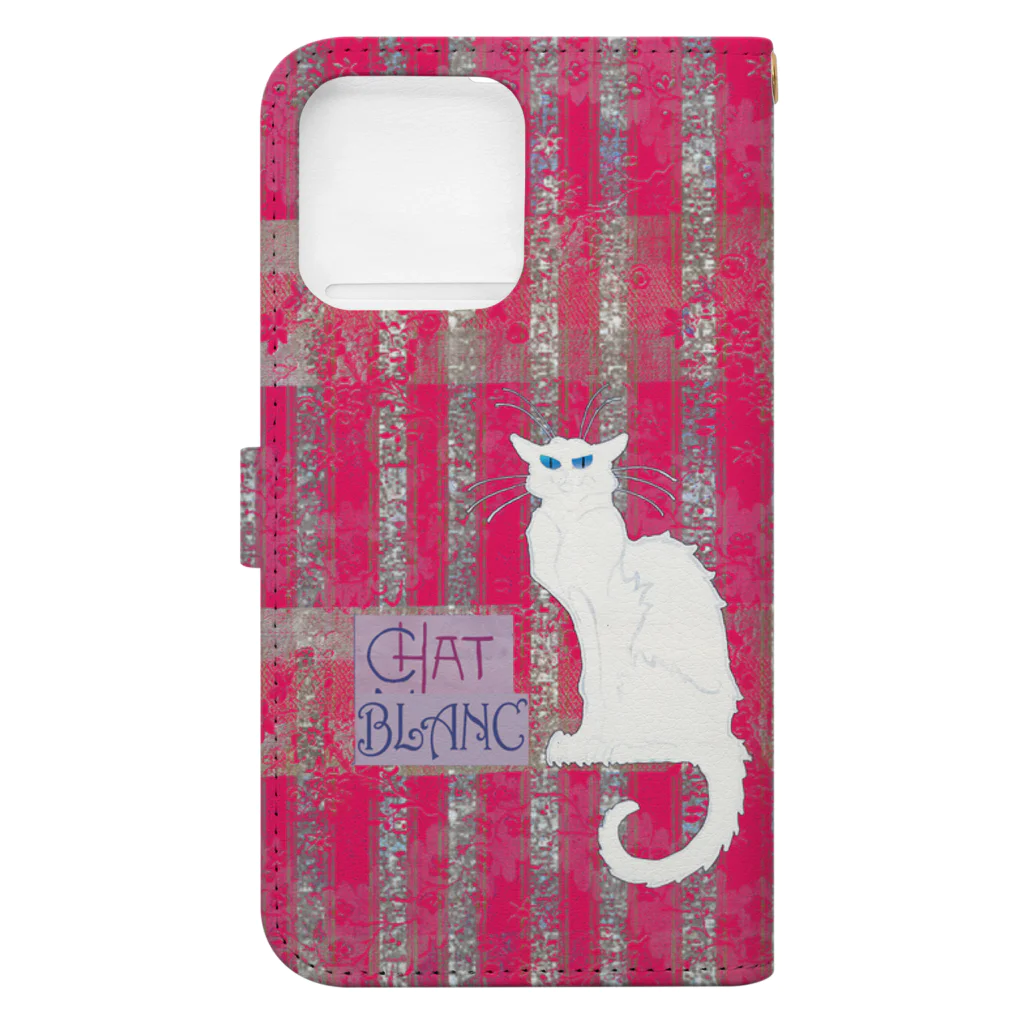 PALA's SHOP　cool、シュール、古風、和風、のCHAT BLANCー０Q１4 Book-Style Smartphone Case :back