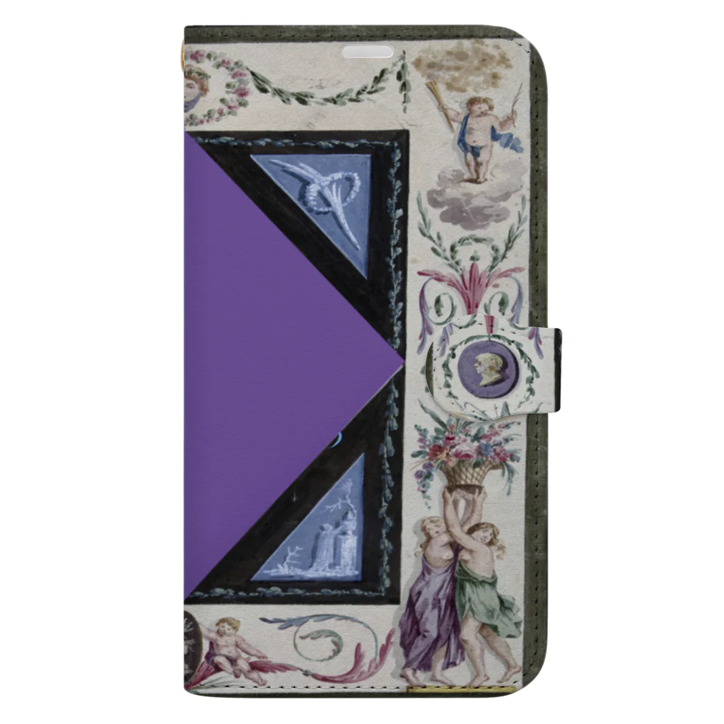 PALA's SHOP　cool、シュール、古風、和風、の菱形design　「紫」スマホケース Book-Style Smartphone Case