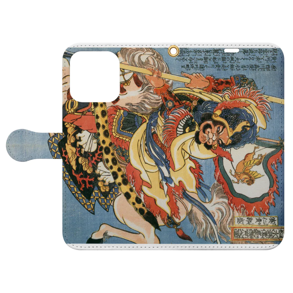 寿めでたや(ukiyoe)の浮世絵：歌川国芳_水滸伝豪傑 賽仁貴郭盛 Book-Style Smartphone Case:Opened (outside)