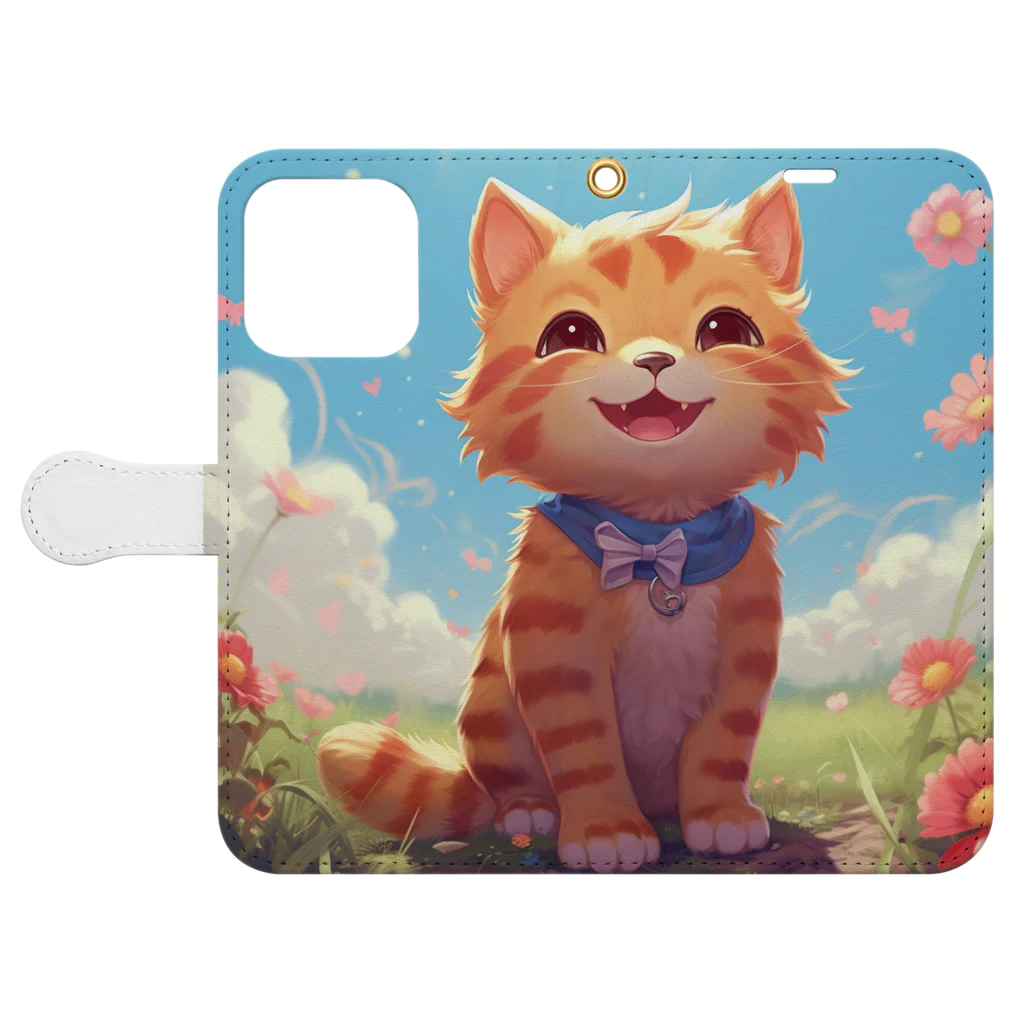 ネオン街/Neon Streetの魔法猫TIYCHA Book-Style Smartphone Case:Opened (outside)