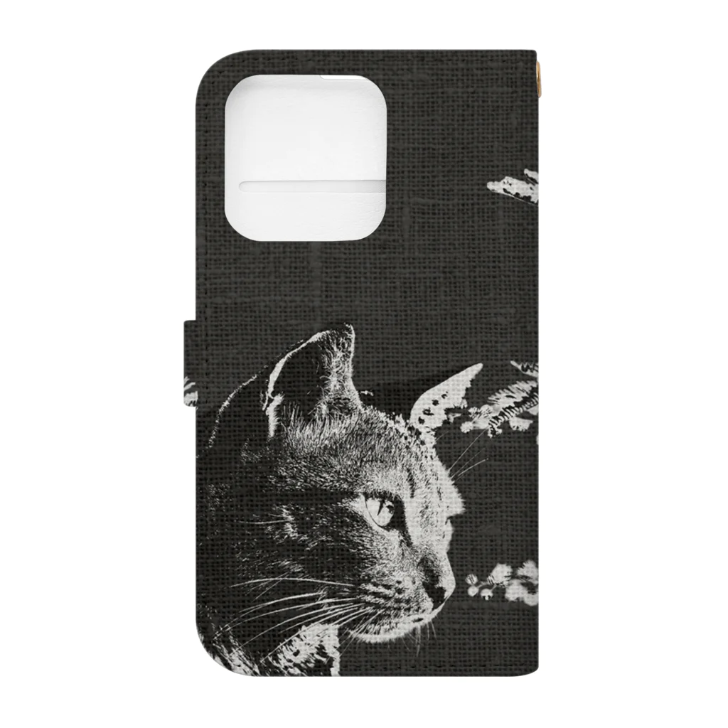 winageの猫とミモザの手帳型スマホケース Book-Style Smartphone Case :back