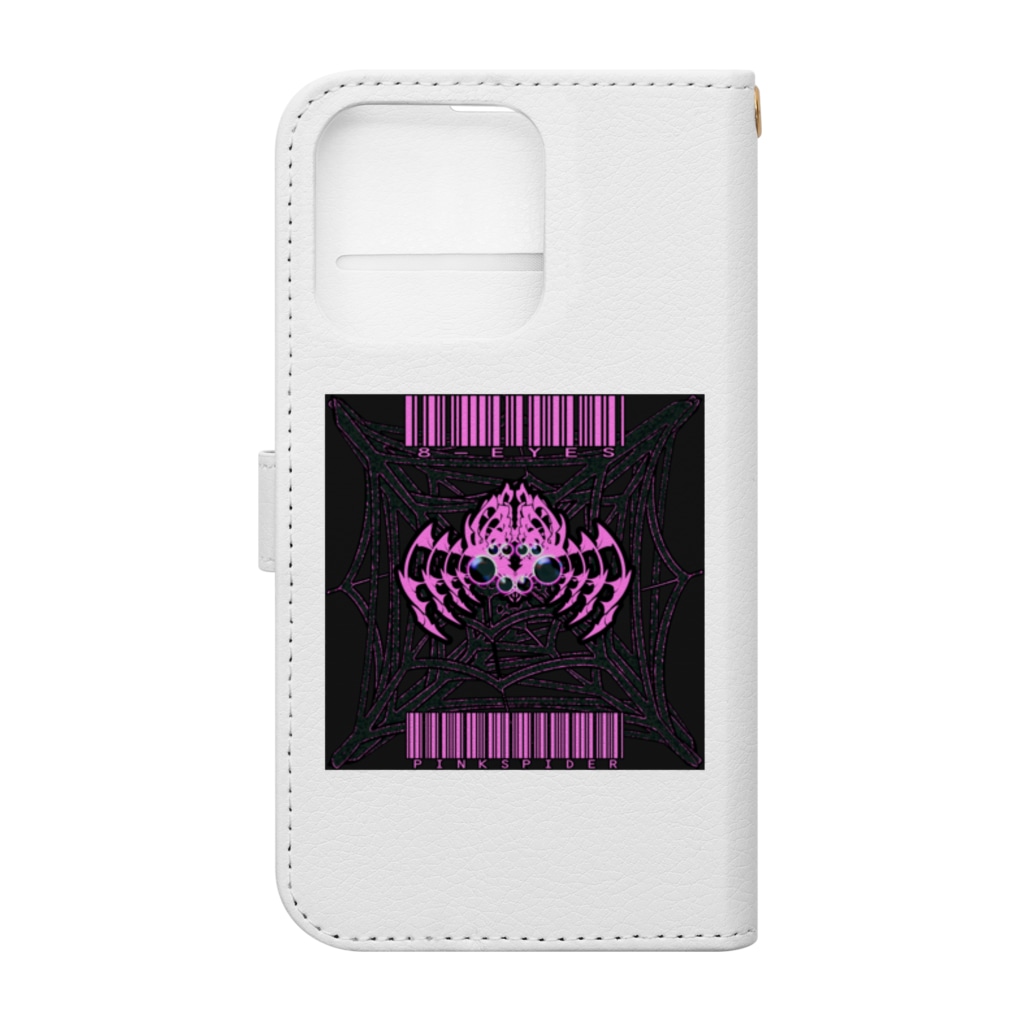 Ａ’ｚｗｏｒｋＳの8-EYES PINKSPIDER BLK Book-Style Smartphone Case :back