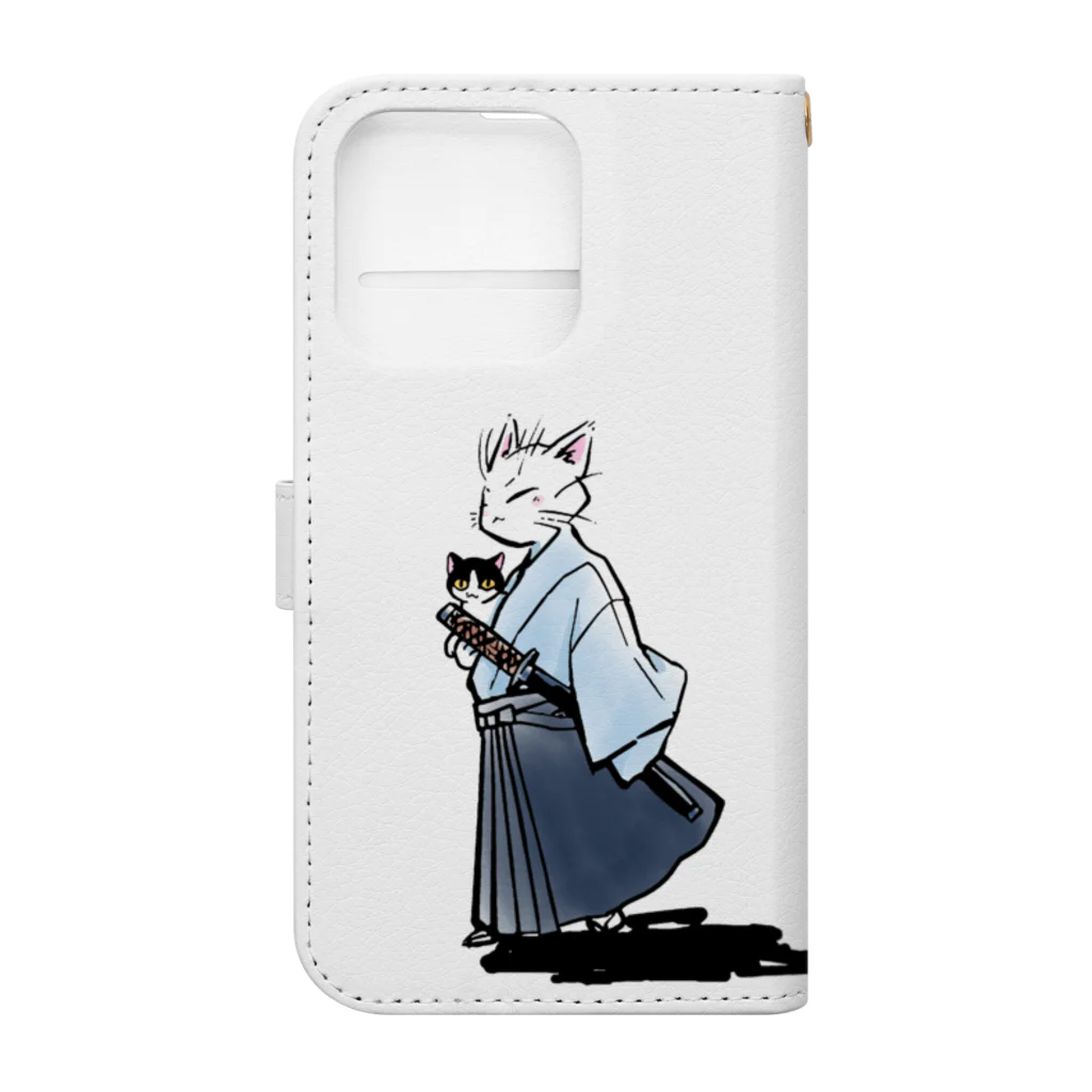 城下町にゃんこの会の猫侍(カラー) Book-Style Smartphone Case :back