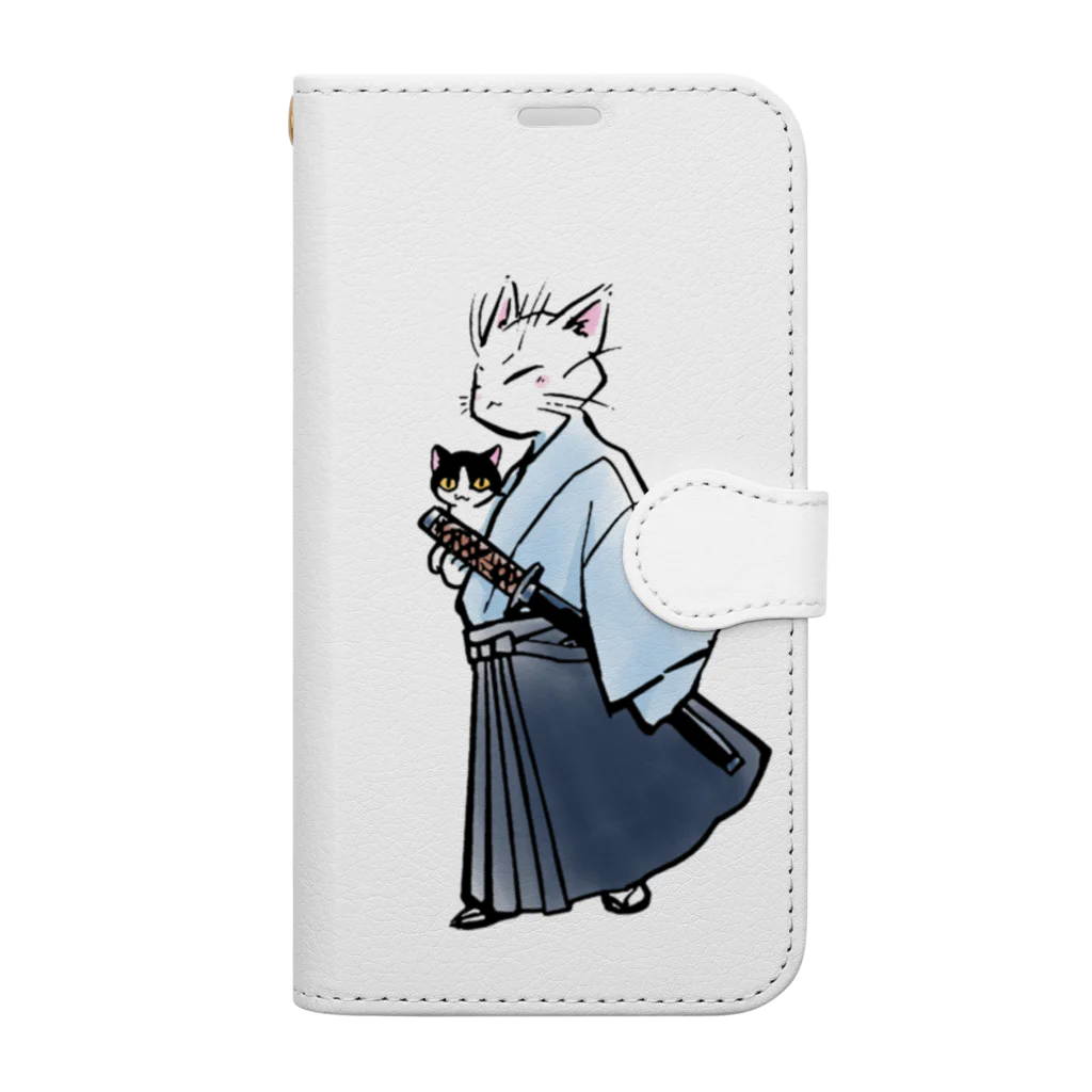 城下町にゃんこの会の猫侍(カラー) Book-Style Smartphone Case