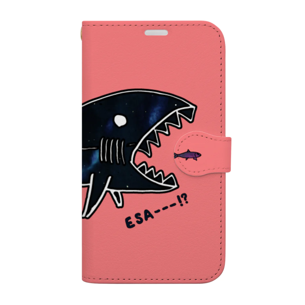 ユウレイのサメとイワシ(ピンク) Book-Style Smartphone Case