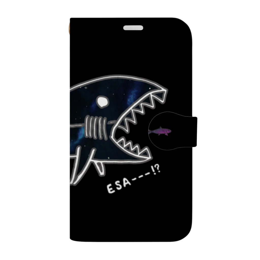 ユウレイのサメとイワシ(ブラック) Book-Style Smartphone Case