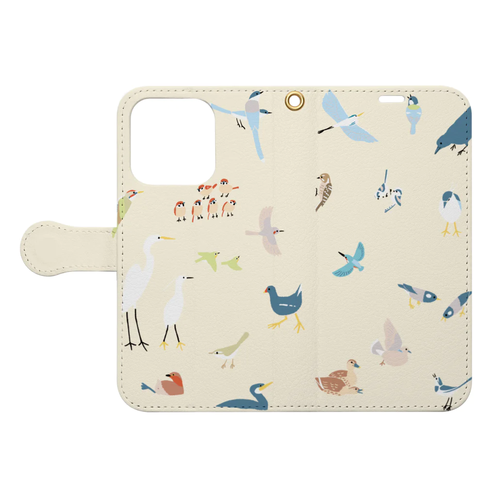 piro piro piccoloのトリミノススメ（カメラが大きい機種用） Book-Style Smartphone Case:Opened (outside)