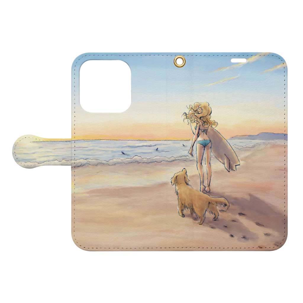 サトウノリコ*のsunrise beach Book-Style Smartphone Case:Opened (outside)