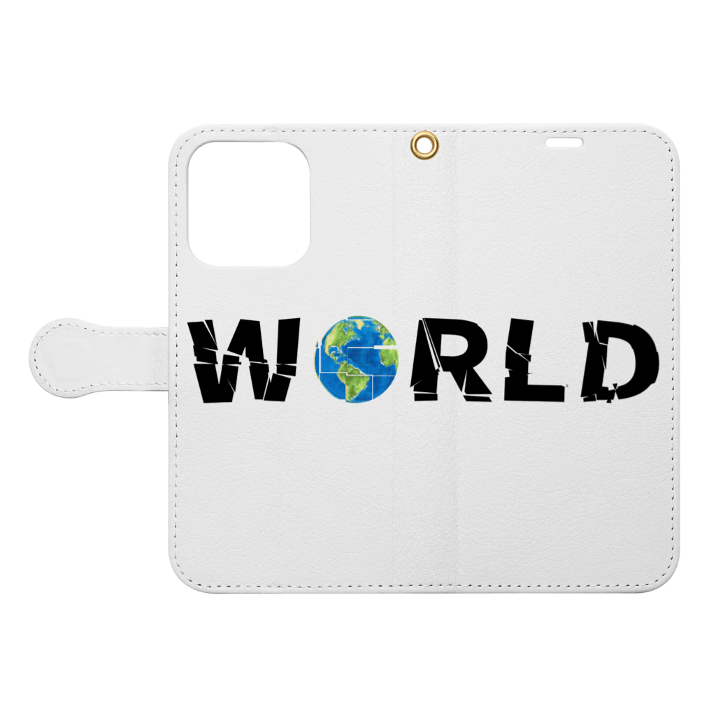 Ａ’ｚｗｏｒｋＳのWORLD(英字＋１シリーズ) Book-Style Smartphone Case:Opened (outside)