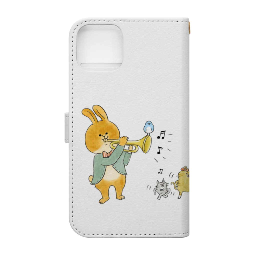 阿部　慶子のうさぎの玄樹＆宇太イラスト Book-Style Smartphone Case :back