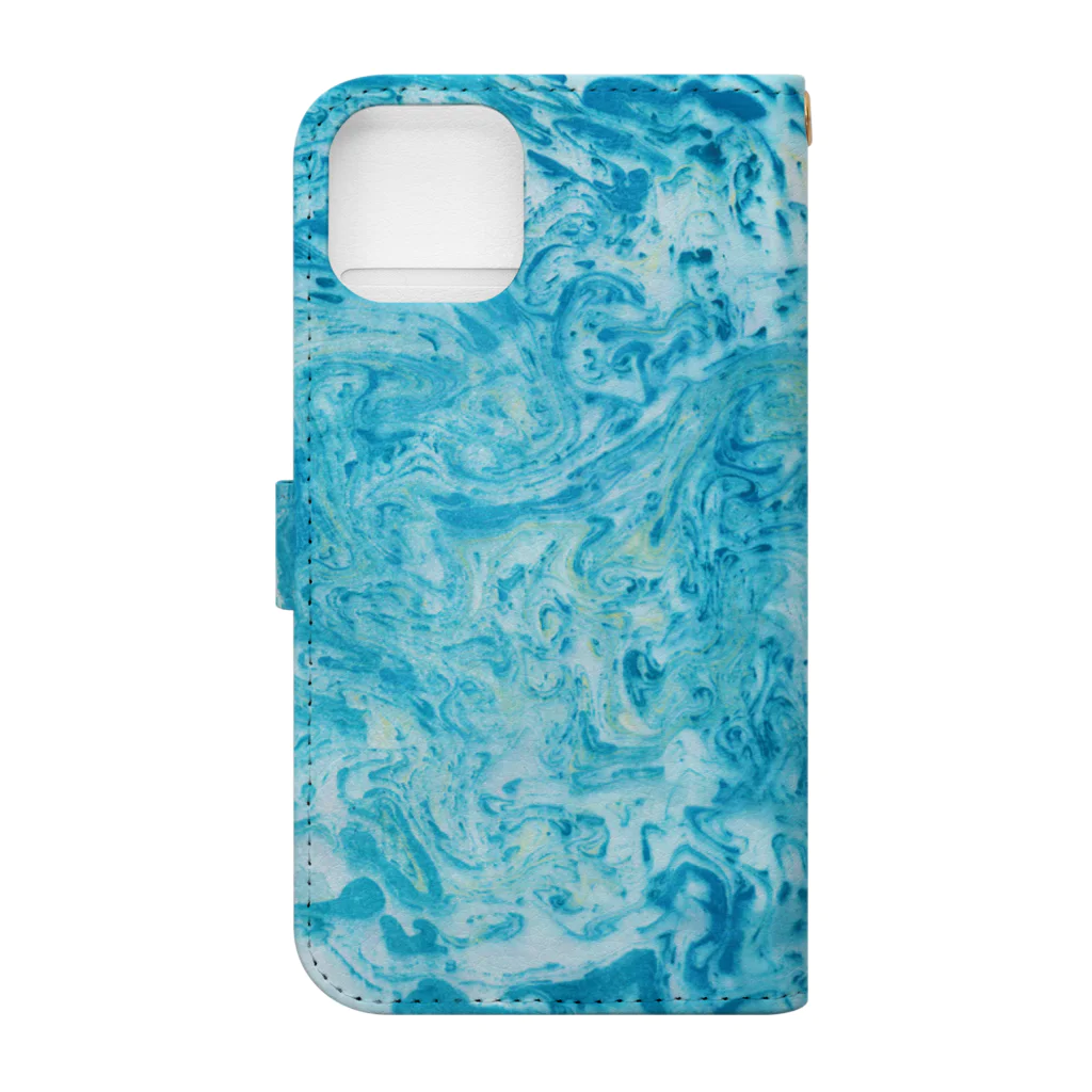 guruguのEbru　light blue 手帳型スマホケースの裏面