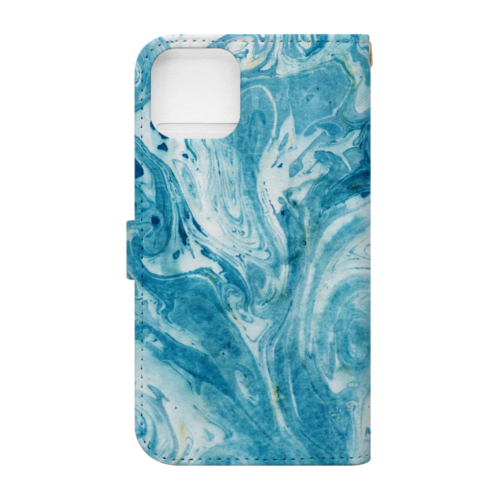 guruguのEbru　light blue Book-Style Smartphone Case :back