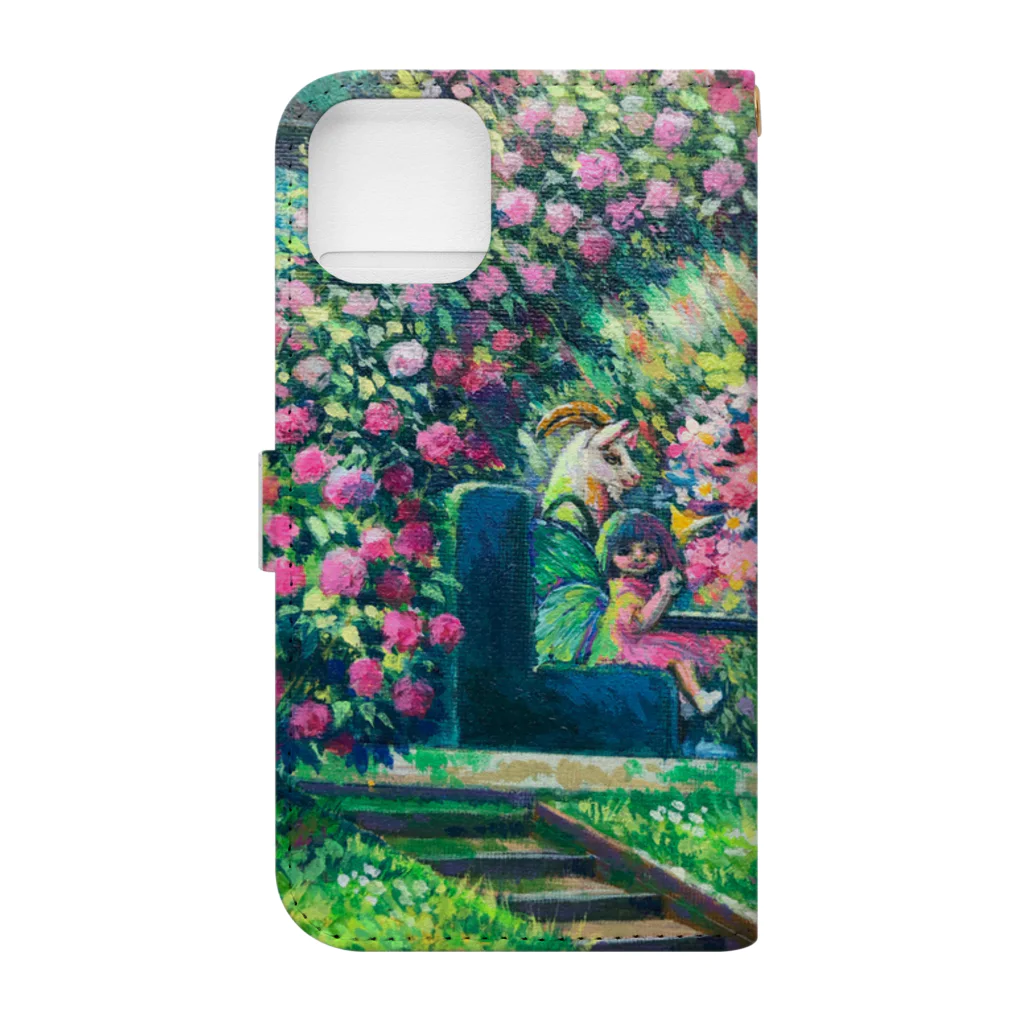 🌿Art shop Kano🌿の山羊と少女（8歳の肖像、部分） Book-Style Smartphone Case :back