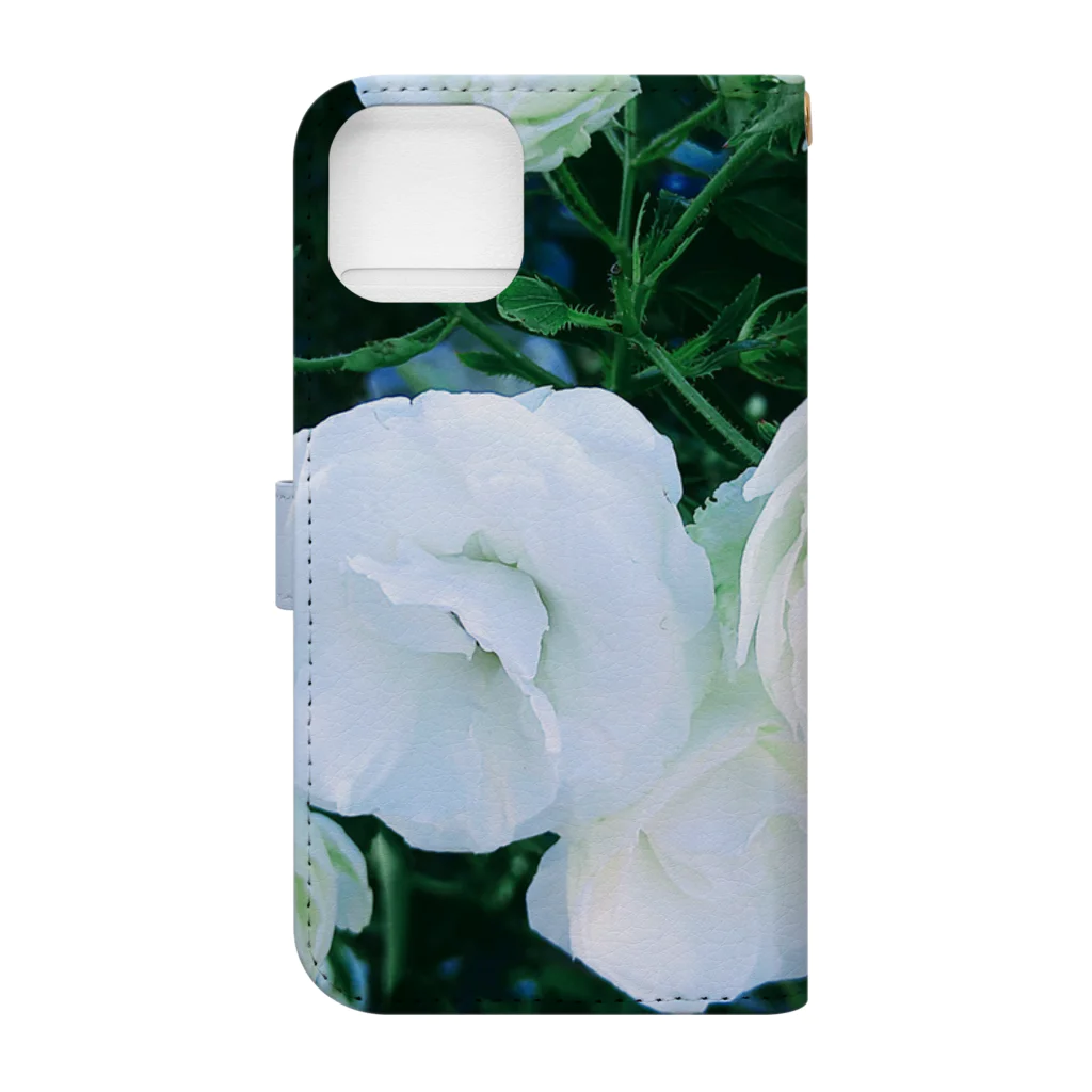 flowerの白薔薇1 手帳型スマホケースの裏面