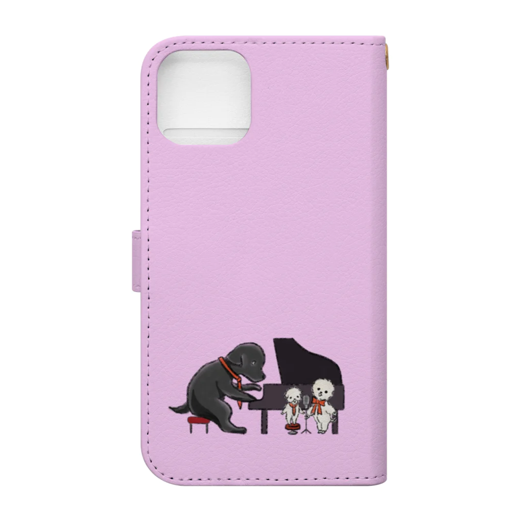 MukiyoのTrio of three dogs Book-Style Smartphone Case :back