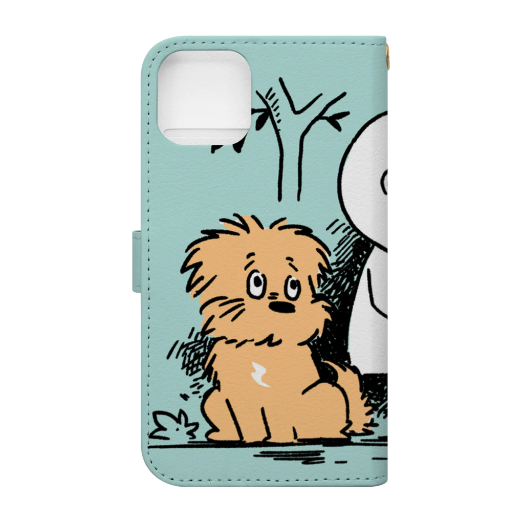 こぐま犬てんすけグッズショップのこぐま犬てんすけ ムーミン風バージョン Book-Style Smartphone Case :back