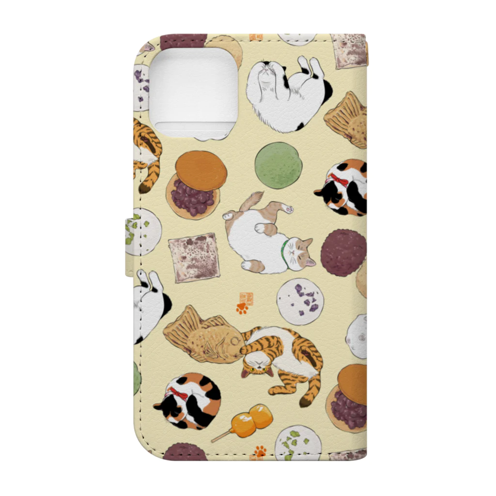 元祖ふとねこ堂の和菓子見本 Book-Style Smartphone Case :back