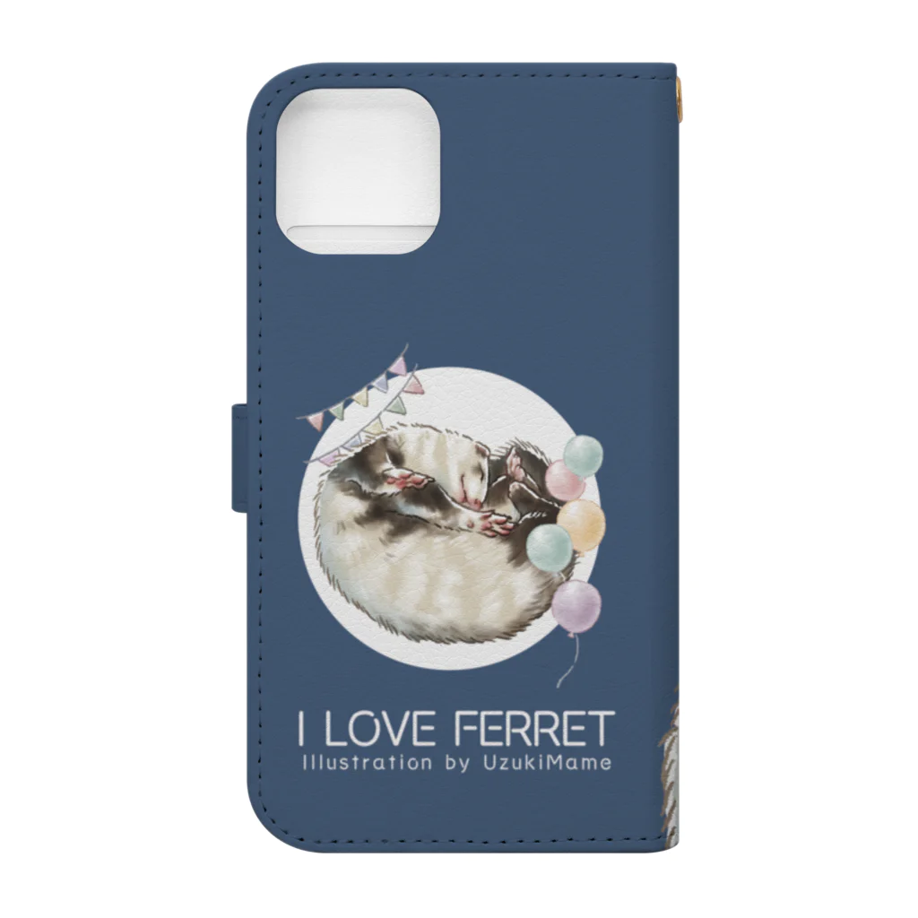 卯月まめのもふもふイラスト屋さんの【No.15】I LOVE FERRET Book-Style Smartphone Case :back