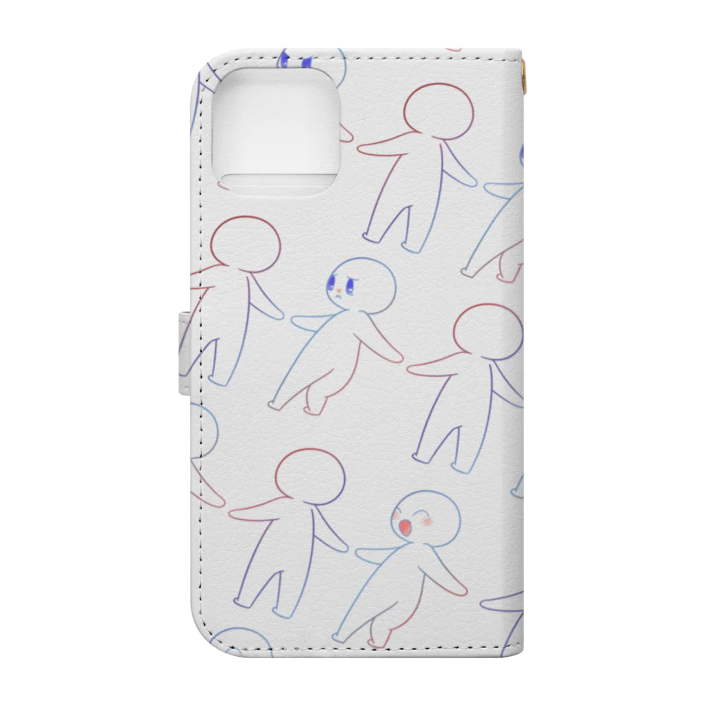 あわもりそうの【オリジナル】ふりむきどあいらく Book-Style Smartphone Case :back