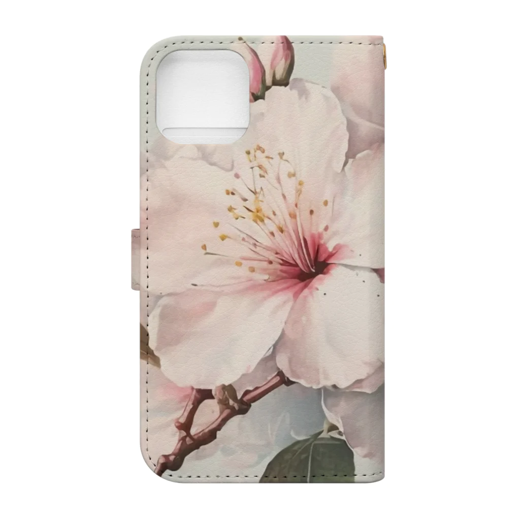 botanicalartAIの春のふんわり桜の花のアート Book-Style Smartphone Case :back