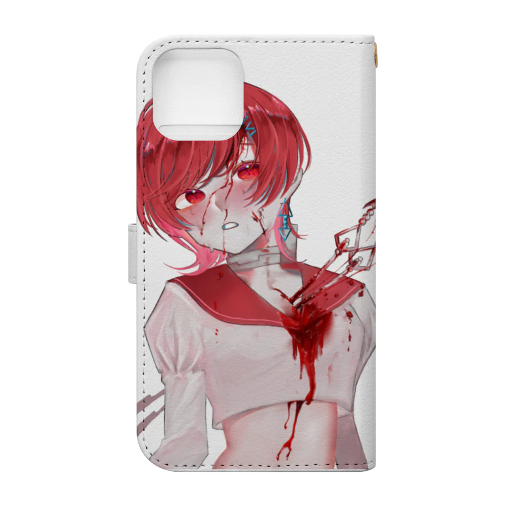 奏のぶっ刺されレッドちゃん Book-Style Smartphone Case :back