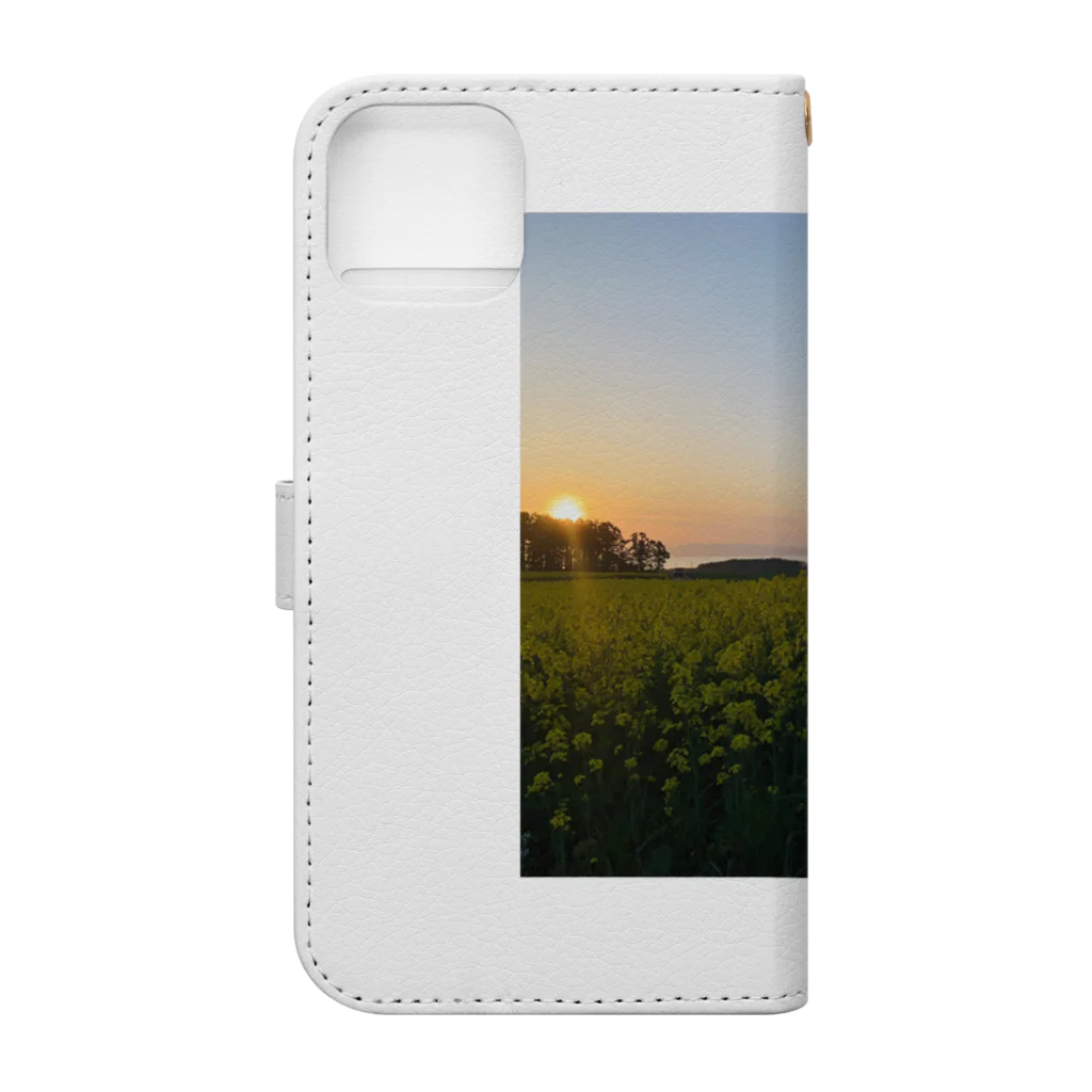 ノリちゃん公式夕陽グッズの菜の花と夕陽 Book-Style Smartphone Case :back