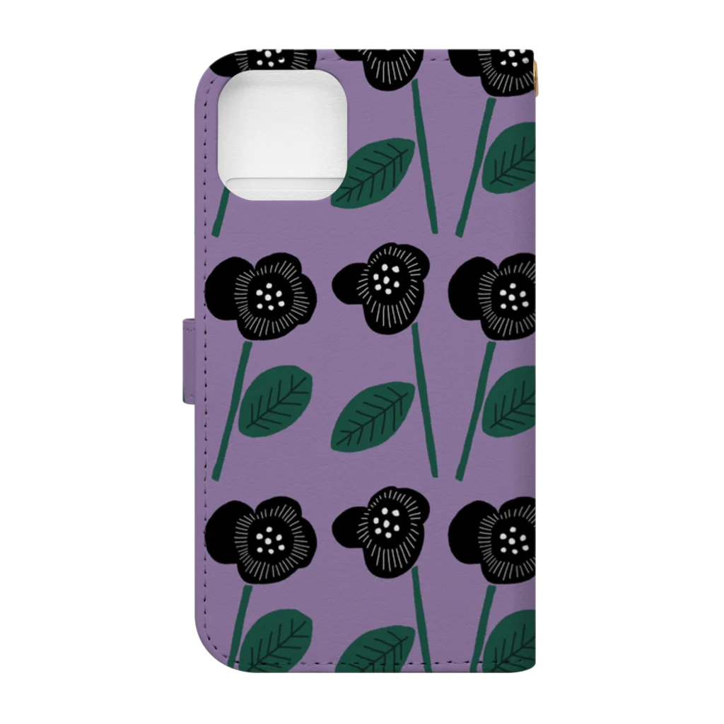 ヤマナカトモコのPurple flowers  手帳型スマホケースの裏面