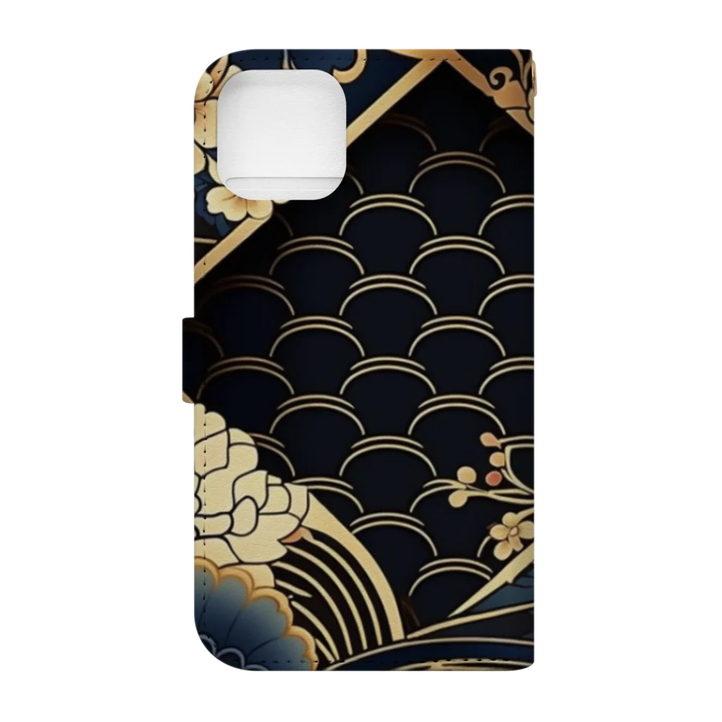 和柄屋 - WAGARAYAのWAGARAYA - BLACK Book-Style Smartphone Case :back