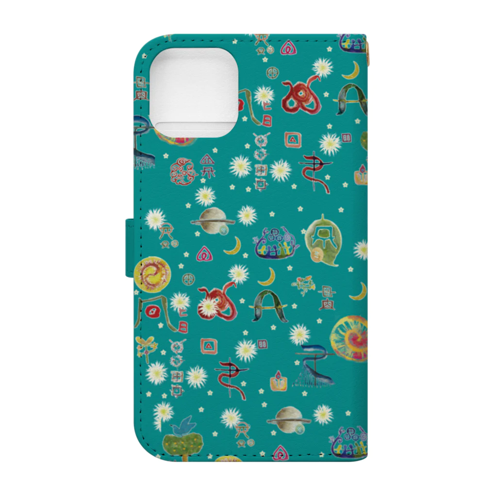 WAMI ARTの楽しいヲシテ文字いろいろ　海 Book-Style Smartphone Case :back