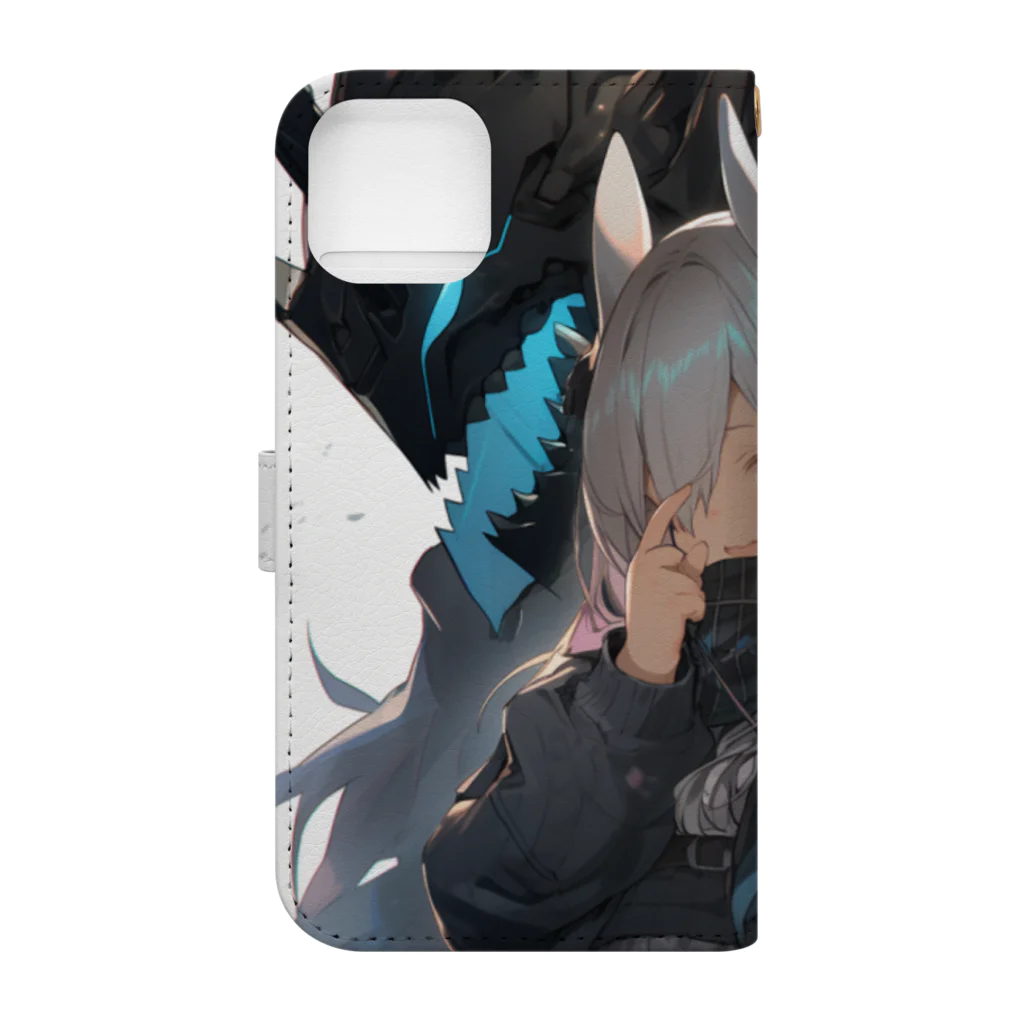 horceの馬　擬人化 未来都市 Book-Style Smartphone Case :back