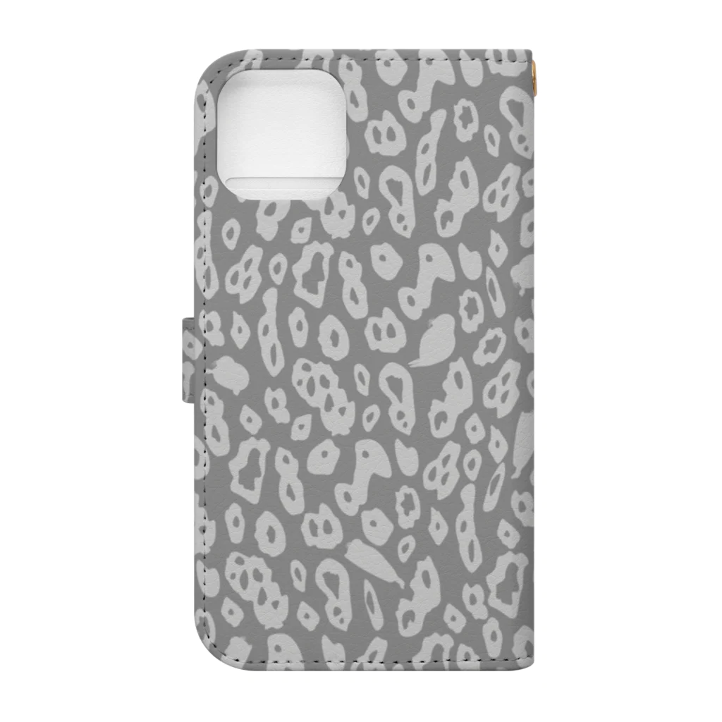 chiho_seal_shopのワモンアザラシ 総柄 大 グレー （グレー地） Ringed seal gray Book-Style Smartphone Case :back