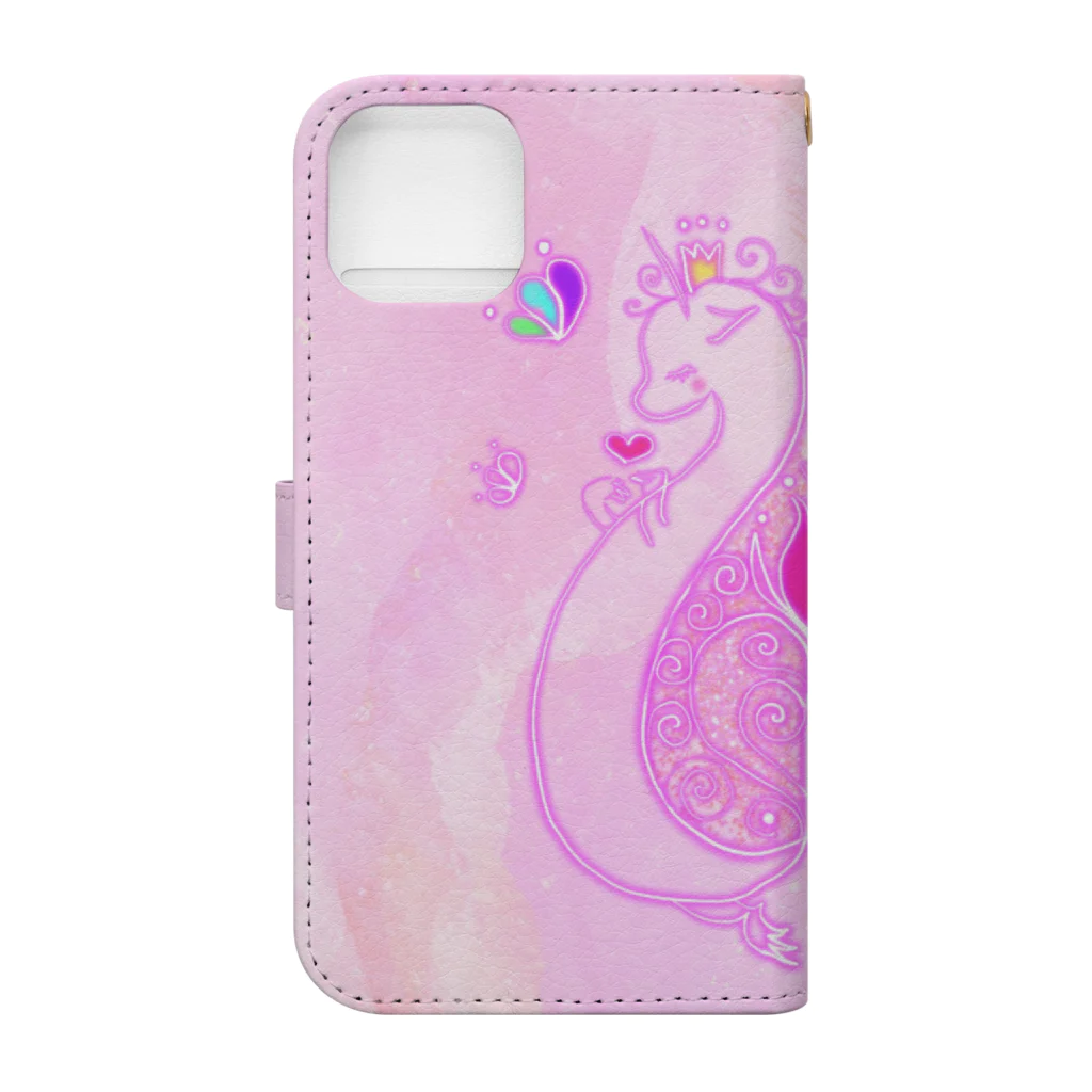 ちゃすみんwith Dragon&Angelのツイン龍Dragon pink Book-Style Smartphone Case :back