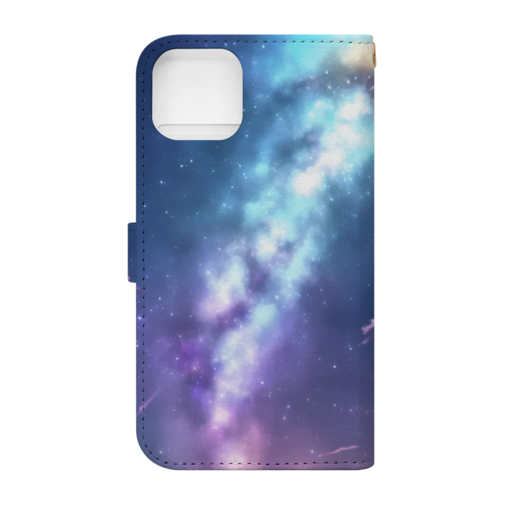 幻想夢風景-AIアート-のAIアート　彗星雲の夜空 Book-Style Smartphone Case :back