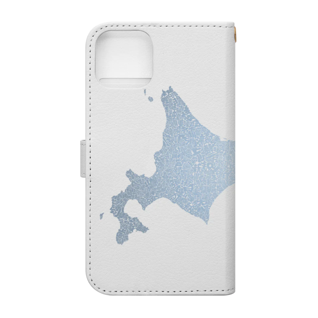 Yanagiya Kosanjiの北海道_TextMap_青色グラデーション Book-Style Smartphone Case :back