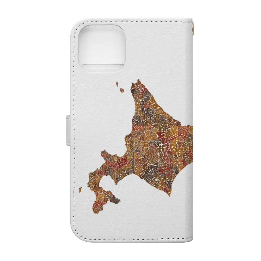 Yanagiya Kosanjiの北海道_TextMap_木目調 Book-Style Smartphone Case :back